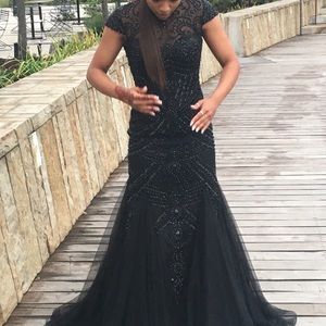 Black Beaded Prom Dress